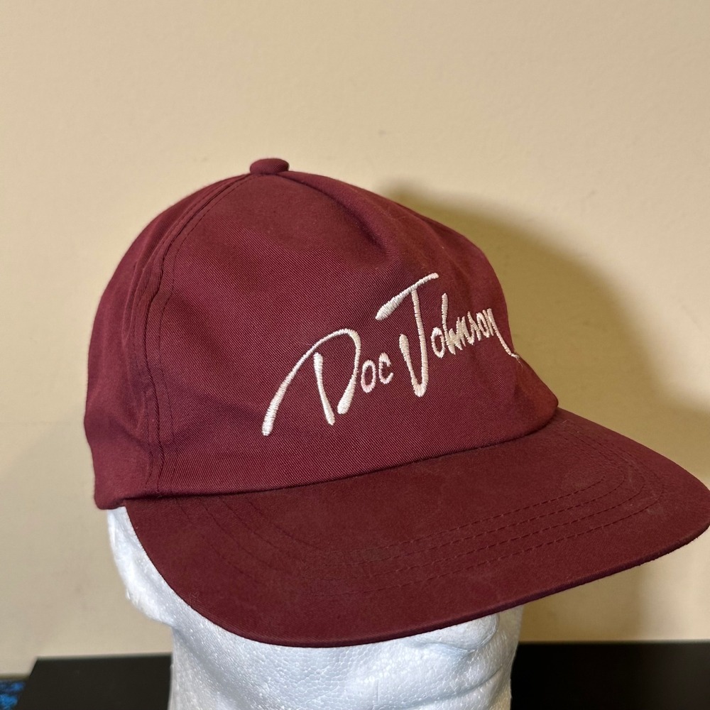 The Classic's Doc Johnson Maroon Snapback Hat Vintage Style Cap Mens